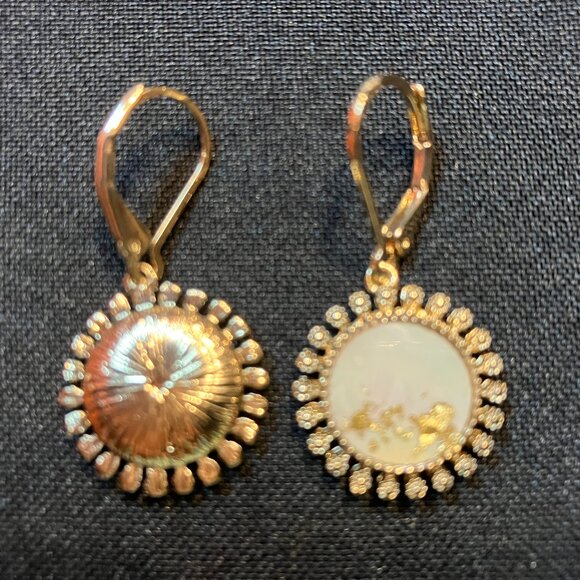 Glass Dangle Drop Pierced Earrings Kidney Wire Antique Victorian Style - Picture 3 of 4